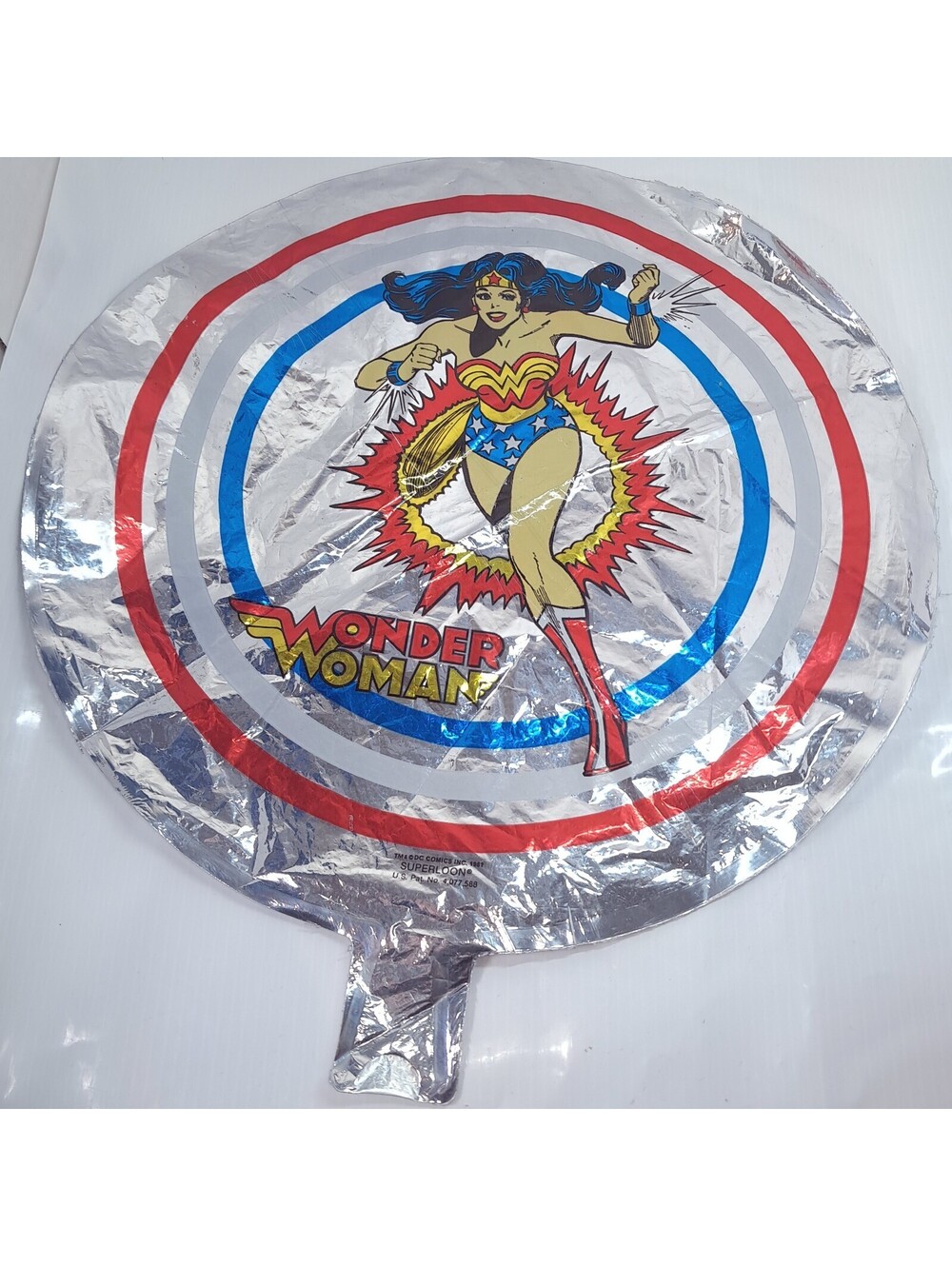 Vintage Wonder Woman Mylar balloon silver foil Superloon 1981 DC Comics comic